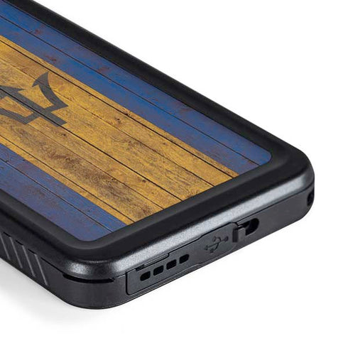 Barbados Flag Dark Wood Galaxy S23 Waterproof Case